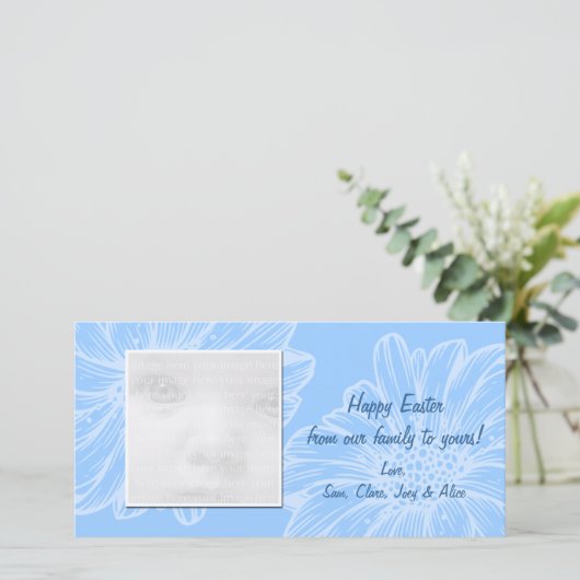 Blue Daisy Osterfoto Karten (Stehend Vorderseite)
