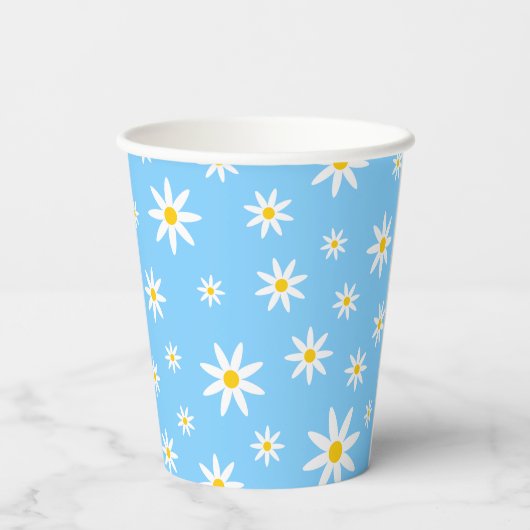 Blue Daisy Paper Cups Pappbecher (Rückseite)