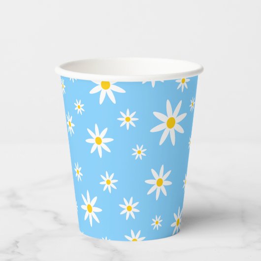 Blue Daisy Paper Cups Pappbecher (Vorderseite)