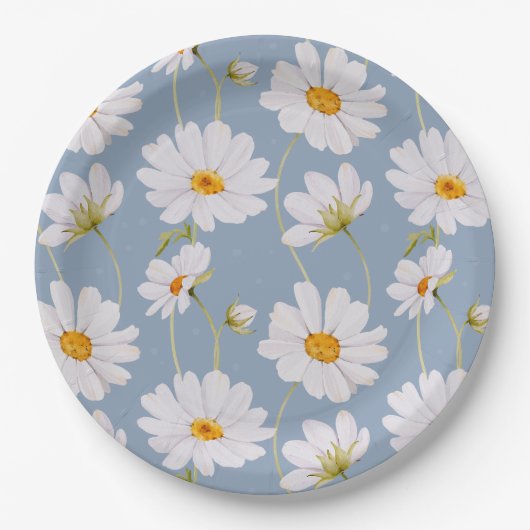 Blue Daisy Paper Plates Pappteller (Vorderseite)