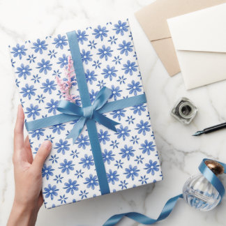 Blue Daisy Parade Geschenkpapier