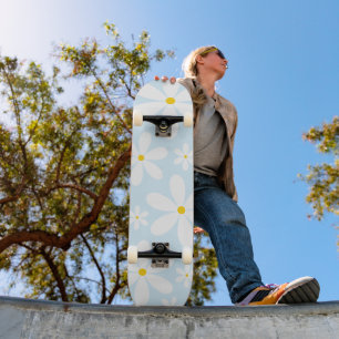 Blue Daisy Pattern Skateboard