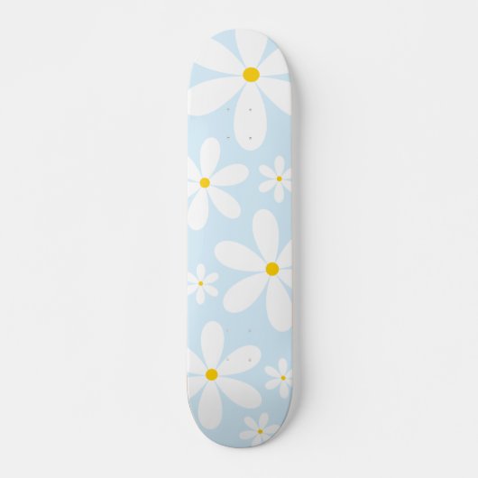 Blue Daisy Pattern Skateboard (Vorne)