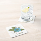 Blue Daisy Personalizable Rechteckiger Pappuntersetzer (Vor Ort)