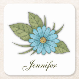 Blue Daisy Personalizable Rechteckiger Pappuntersetzer