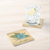 Blue Daisy Personalizable Rechteckiger Pappuntersetzer (Vor Ort)