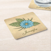 Blue Daisy Personalizable Rechteckiger Pappuntersetzer (angewinkelt)