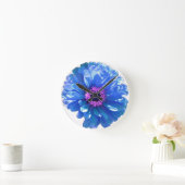 Blue Daisy Runde Wanduhr (Zuhause)