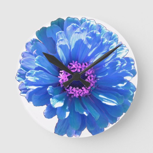 Blue Daisy Runde Wanduhr (Vorderseite)