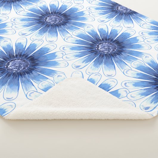 Blue Daisy Sherpa Blanket Sherpadecke (3/4)