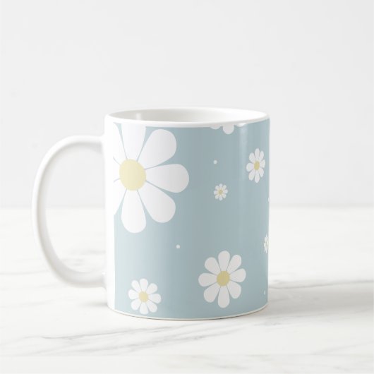 Blue Daisy Spring Blumen Niedlich Blumen Kaffeetasse (Links)