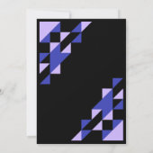 Blue Daisy Triangle Geometric Black Birthday Einladung (Rückseite)