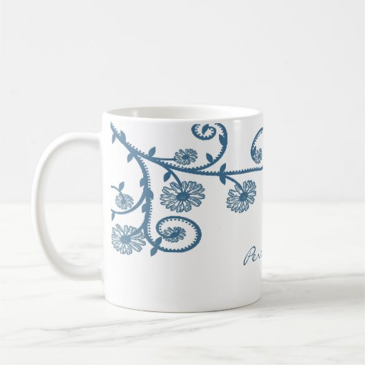 Blue Daisy Vine Coffee Tasse (Links)