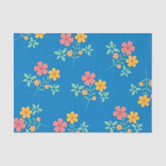 Blue Daisy Vintag Bouquet Pattern Seidenpapier (Vorderseite)