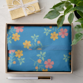 Blue Daisy Vintag Bouquet Pattern Seidenpapier
