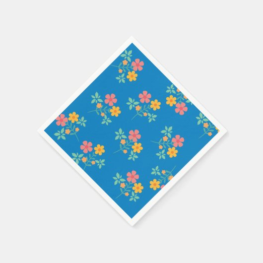 Blue Daisy Vintag Bouquet Pattern Serviette (Ecke)