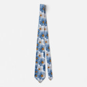 Blue Daisy Watercolor Floral Pattern Krawatte (Vorderseite)