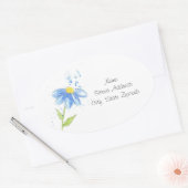 Blue Daisy Watercolor Labels Ovaler Aufkleber (Umschlag)
