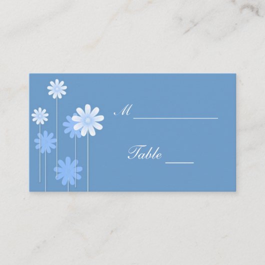 Blue Daisy Wedding Platzkarte Holders (Vorderseite)