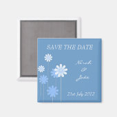 Blue Daisy Wedding Save the Date Magnet (Vorderseite/Rückseite)