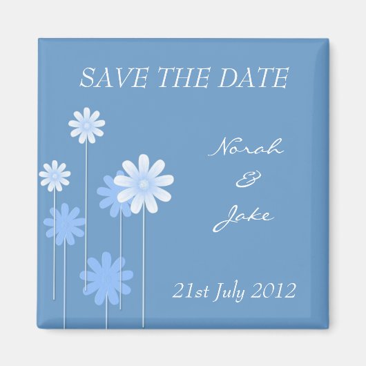 Blue Daisy Wedding Save the Date Magnet (Vorne)