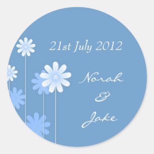 Blue Daisy Wedding Umschlag Aufkleber