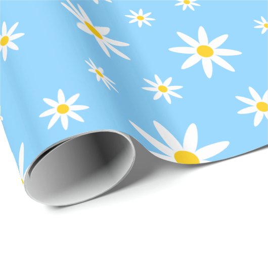 Blue Daisy Wrapping Paper Geschenkpapier (Rolleneckpunkt)