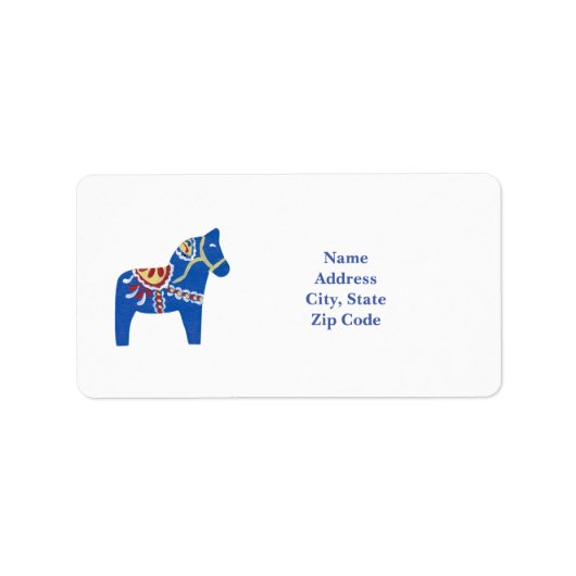 Blue Dala Horse Address Labels Adressaufkleber (Vorne)