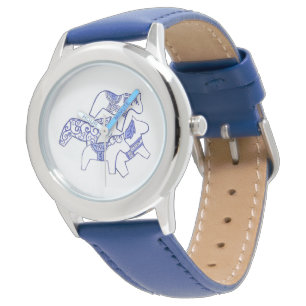 Blue Dala Horse Armbanduhr