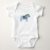 Blue Dala Horse Baby Bodysuit Strampler (Vorderseite)
