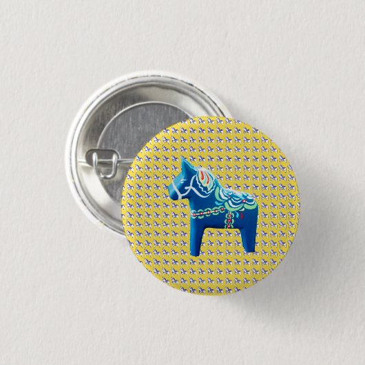 Blue Dala Horse Button (Vorne & Hinten)