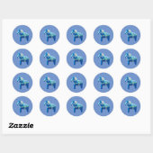 Blue Dala Horse Classic Round Sticker (Blatt)
