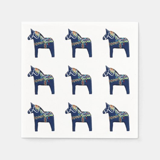 Blue Dala Horse Paper Napkins Serviette (Vorderseite)