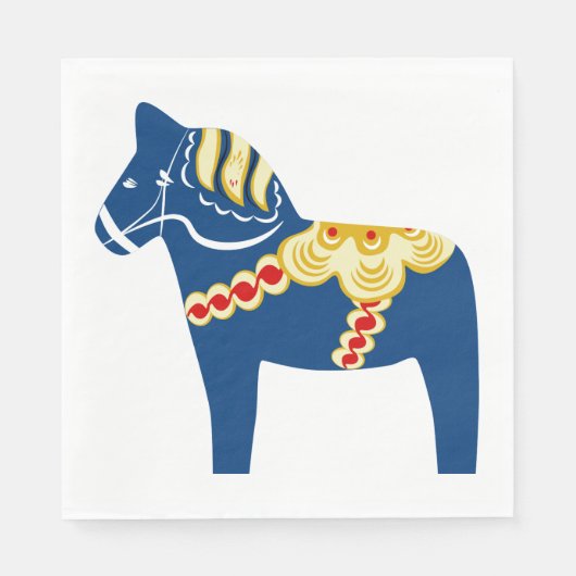 Blue Dala Horse Paper Napkins Serviette (Vorderseite)