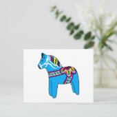 Blue Dala Horse Postkarte (Stehend Vorderseite)