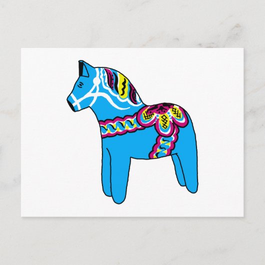 Blue Dala Horse Postkarte (Vorderseite)