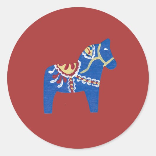 Blue Dala Horse Runder Aufkleber (Vorderseite)