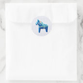 Blue Dala Horse Runder Aufkleber (Tasche)