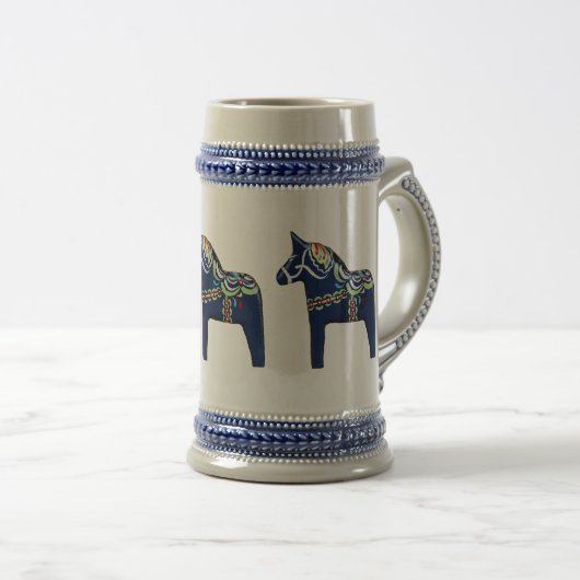 Blue Dala Horse Stein Bierglas (VorderseiteRechts)