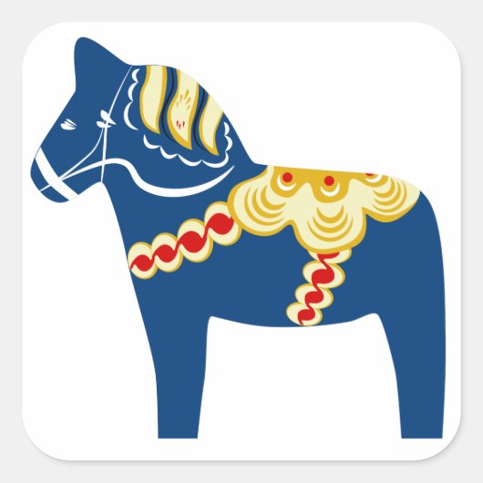 Blue Dala Horse Sticker (Vorderseite)