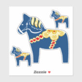Blue Dala Horse Stickers Aufkleber (Blatt)