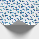 Blue Dala Horse Wrapping Paper Geschenkpapier (Ecke)