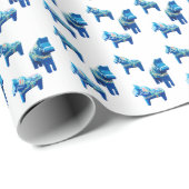 Blue Dala Horse Wrapping Paper Geschenkpapier (Rolleneckpunkt)