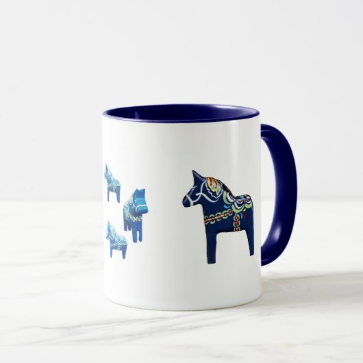 Blue Dala Horses Tasse (VorderseiteRechts)