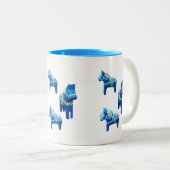 Blue Dala Pferde Zweifarbige Tasse (VorderseiteRechts)