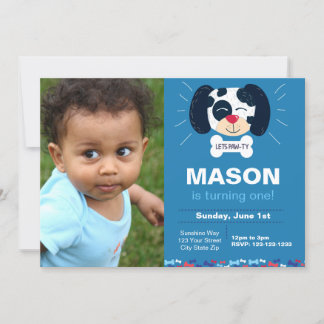 Blue Dalmatiner Geburtstag Einladung mit Foto