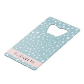 Blue Dalmatiner Spots, Dalmatiner Punkte, Ihr Name Geldbeutel Flaschenöffner (Rückseite Schrägansicht)