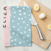 Blue Dalmatiner Spots, Dalmatiner Punkte, Ihr Name Geschirrtuch (Viertel Falte)