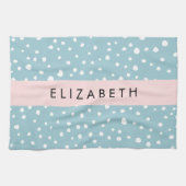 Blue Dalmatiner Spots, Dalmatiner Punkte, Ihr Name Geschirrtuch (Horizontal)