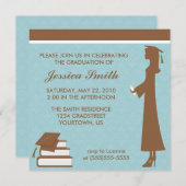 Blue Damask Abschluss Einladung (Vorne/Hinten)